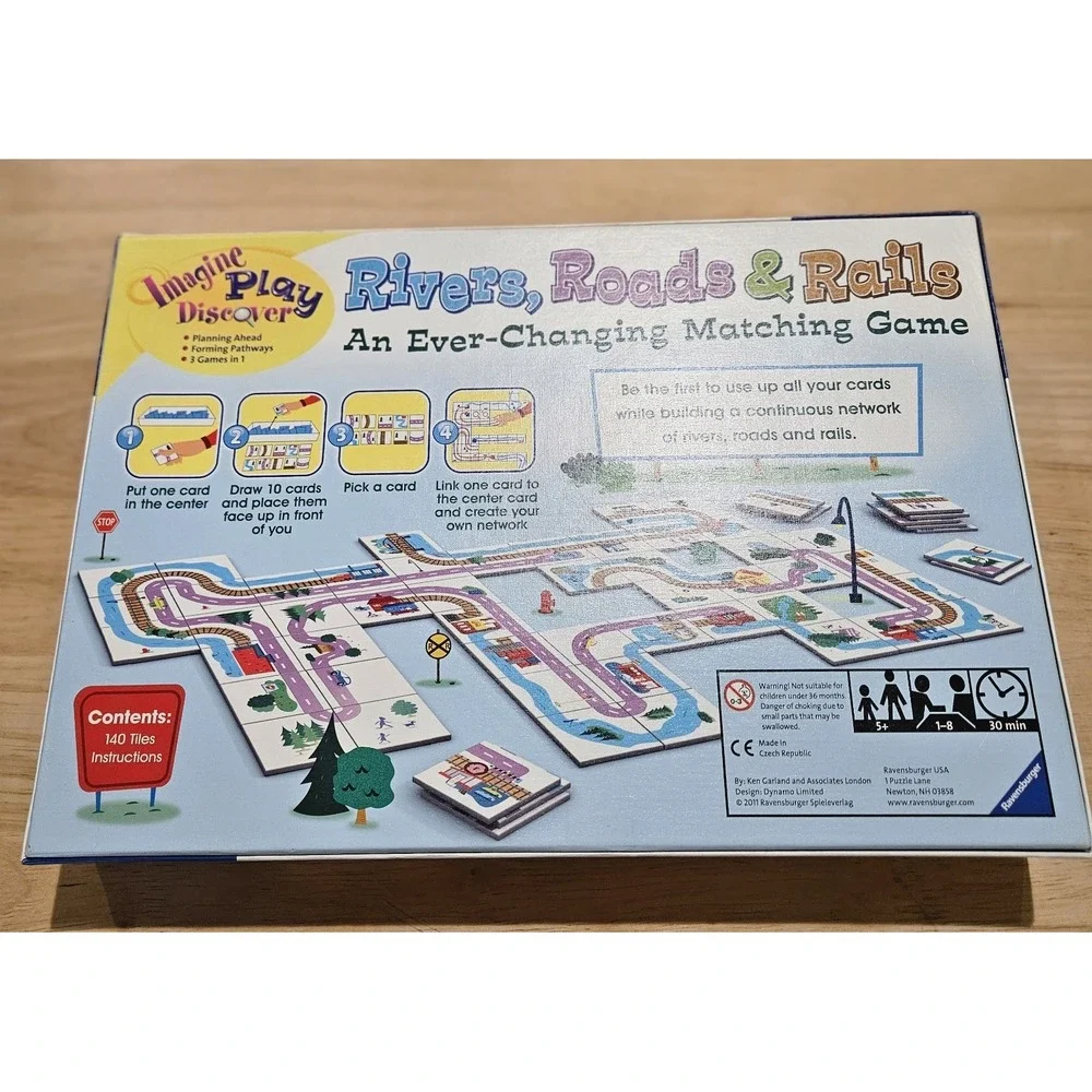 Ravensburger‎ Rivers Roads & Rails Complete Family Matching Board Game Ages 5+